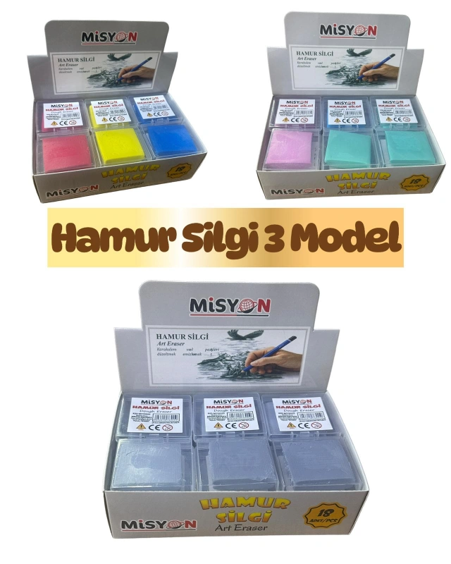 HAMUR SİLGİ  / GRİ-PASTEL-NEON  / ADET 16₺ / PAKET 18Lİ