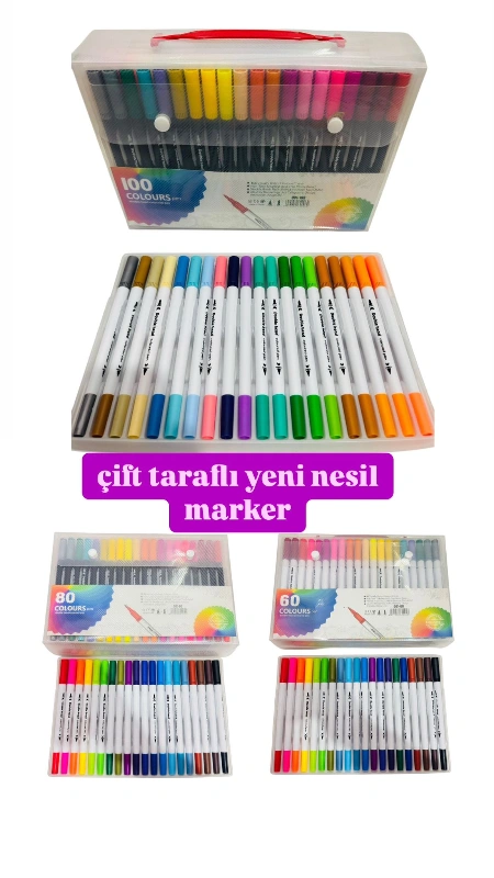 Çift Taraflı Marker Yeni Nesil / 60-80-100 Renk