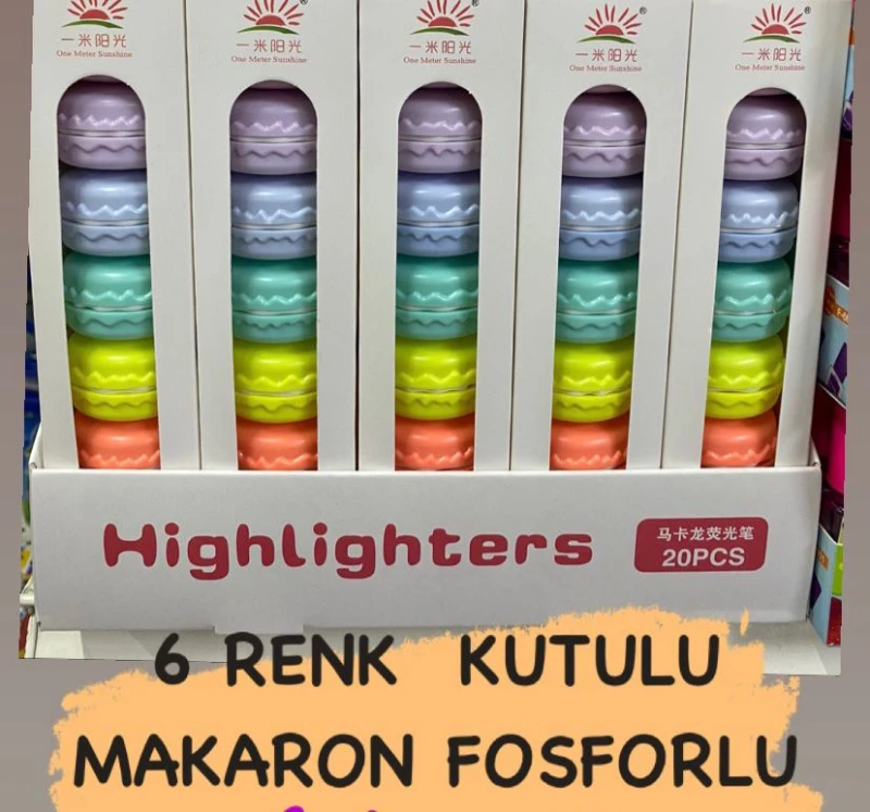 Makaron Model 6renk Mini Fosforlu / 20li Stant