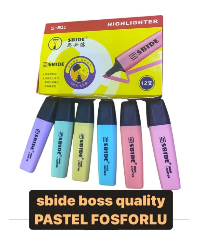 SPİDE Boss Lüks Fosforlu Kalem / 12li Stant