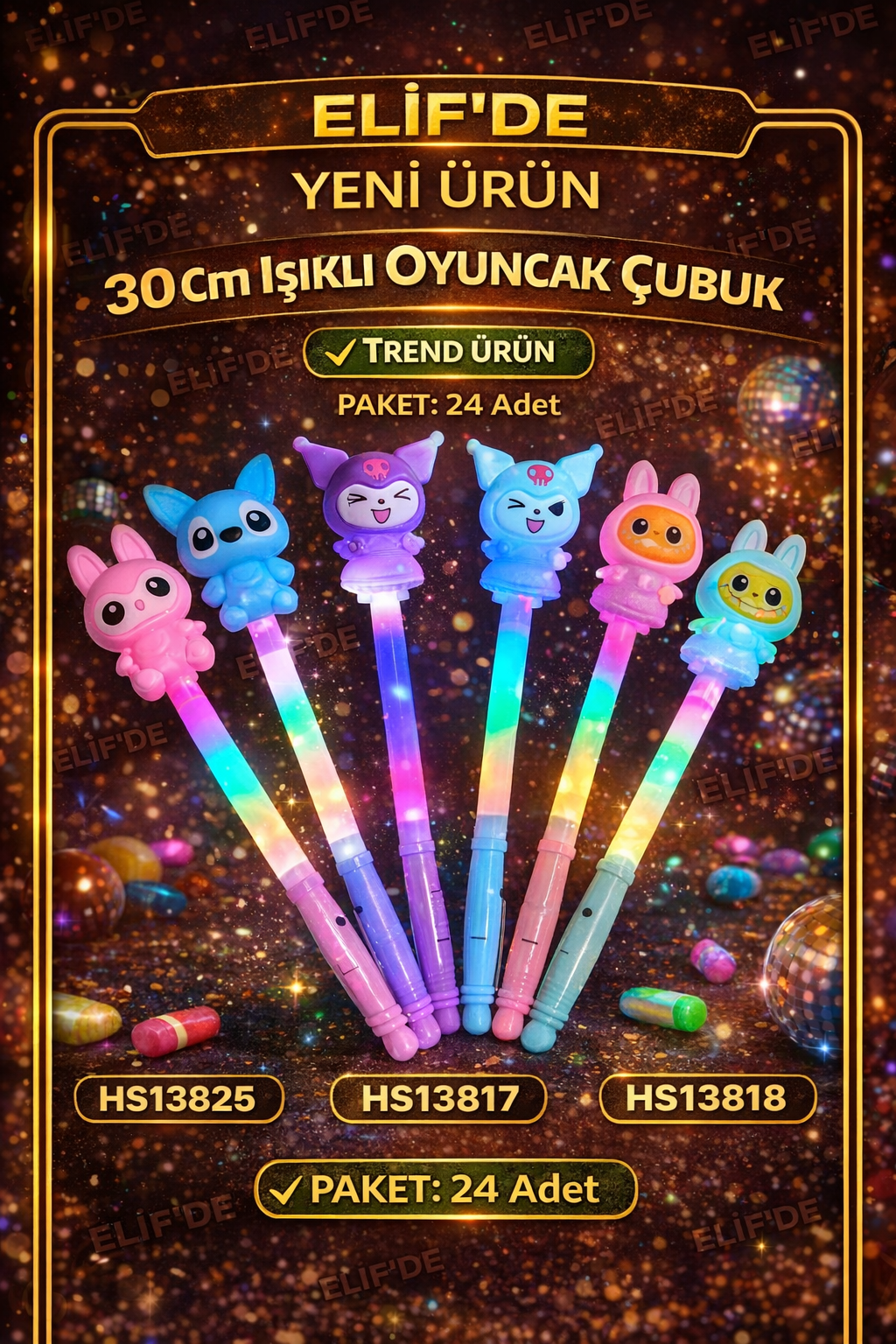 30cm Işıklı OYUNCAK Çubuk/ 24lü Paket