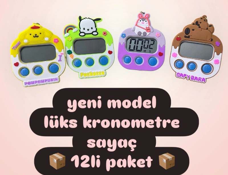 KRONOMETRE TREND MODEL SİLİKON SÜSLÜ / 12Lİ PAKET