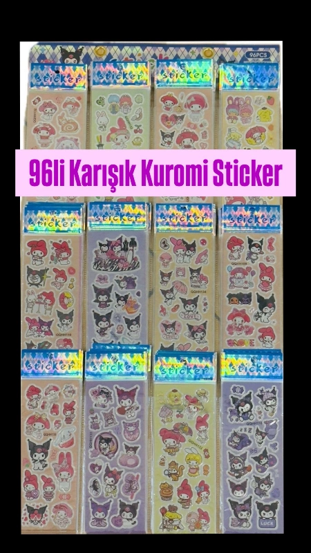 Adet: 5,5 ₺ / Kuromi METALİK Sticker  / 96LI Paket